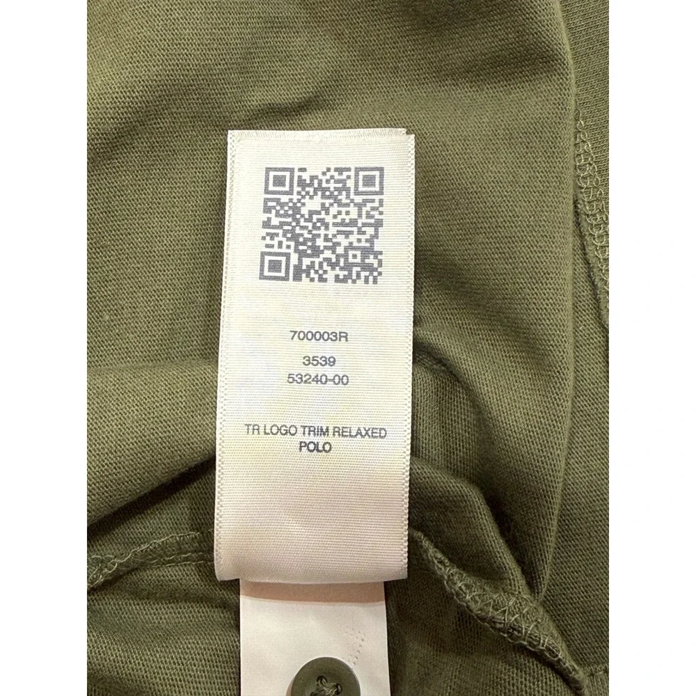 True Religion Men's Polo Shirt M Olive Green TR Logo Trim Relaxed Fit‎ Grunge